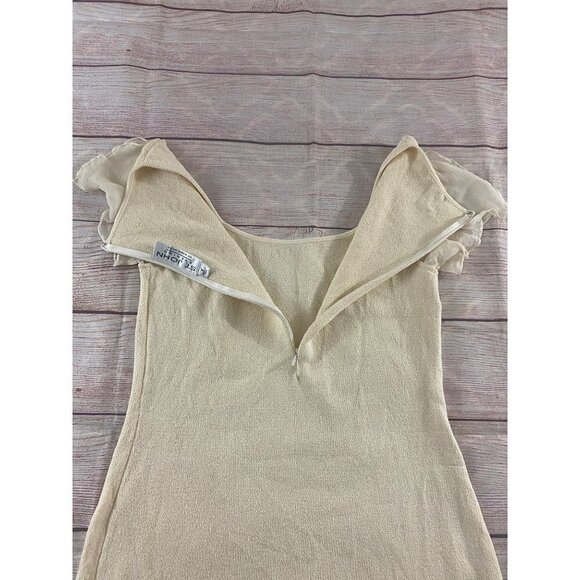 St John evening by Maire Gray Beige Asymmetrical Cocktail Dress - 6 - Picture 12 of 13